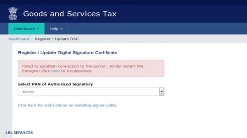 Error facing while registering DSC image